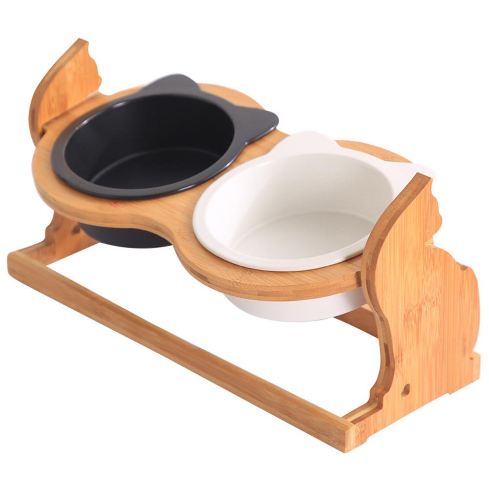 Ceramic Cat Food Bowl With Stand Durable Pet Feeding Station