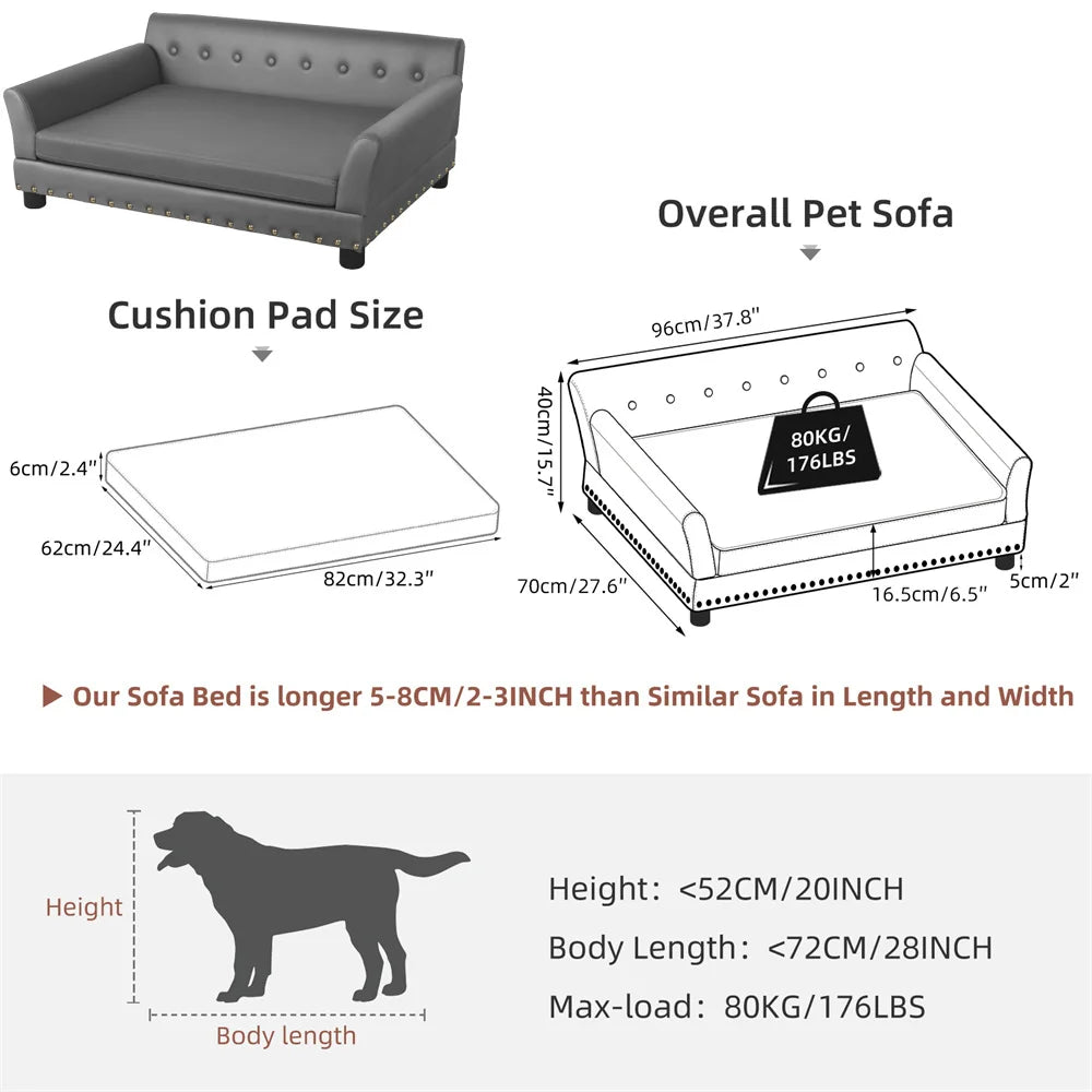 Heavy Duty Pet Sofa Large Raised Dog Bed Cushioned Soft Pet Cat Bed Puppy Couch Lounge Bed