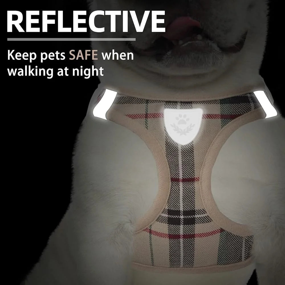 Adjustable No Pull Dog Harness Collar Leash Set Breathable Soft Pet Gear for Small Medium Dogs and Cats