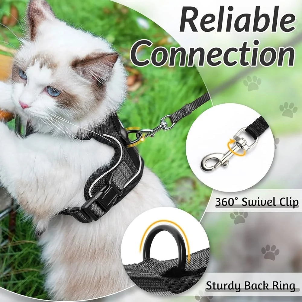 Escape Proof Cat Harness and Leash Soft Adjustable Breathable Vest Heavy Duty Easy Control Outdoor Training