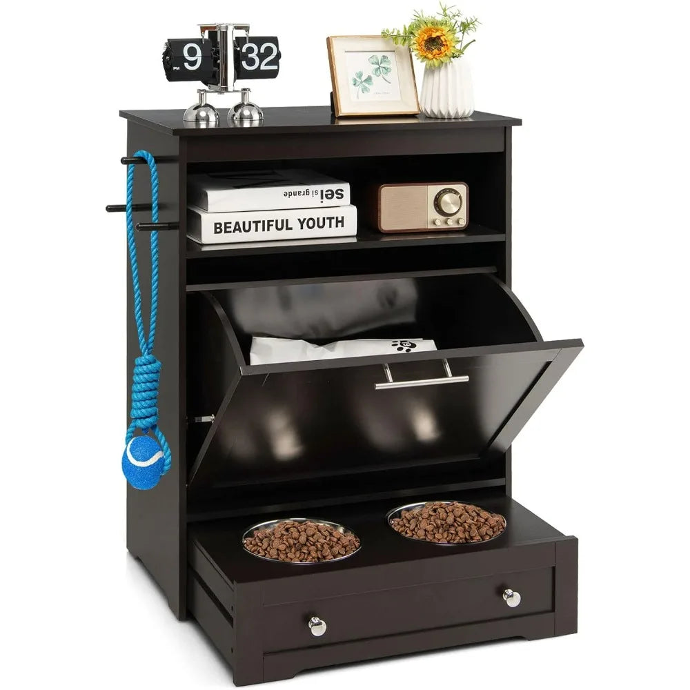 Pet Feeder Station, Dog Food Storage Container with Double