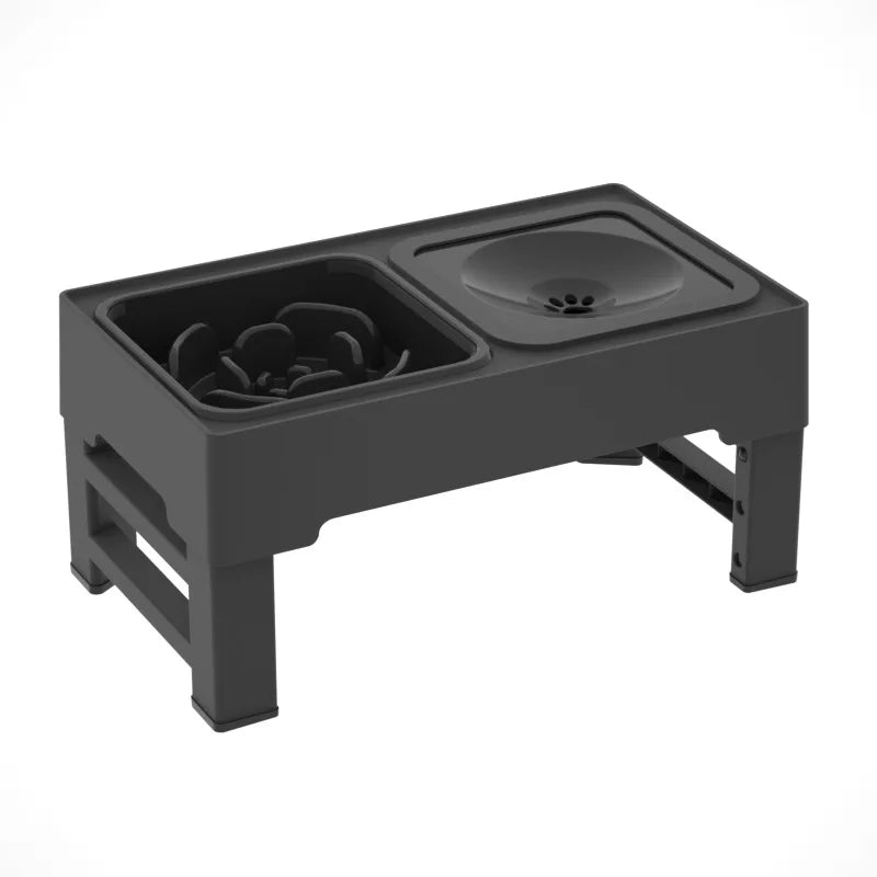 3 In 1 Pet Dog Stainless Steel Slow Feed Drinking Water Bowl Adjustable Height Large Pet Slow Food Bowl