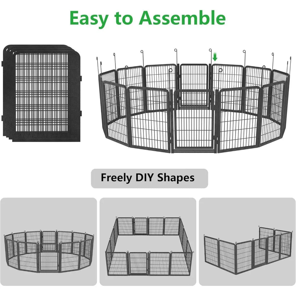 Outdoor Dog Playpen With Full Gate Heavy Duty Fence