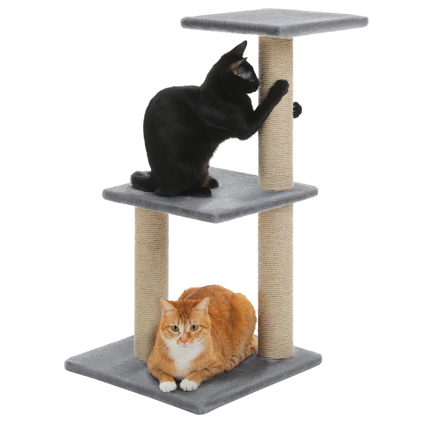 Cat Tree Cat Tower for Indoor Cats with Big Hammock Removable Top Perch Scratching Posts Three Tier Design Grey