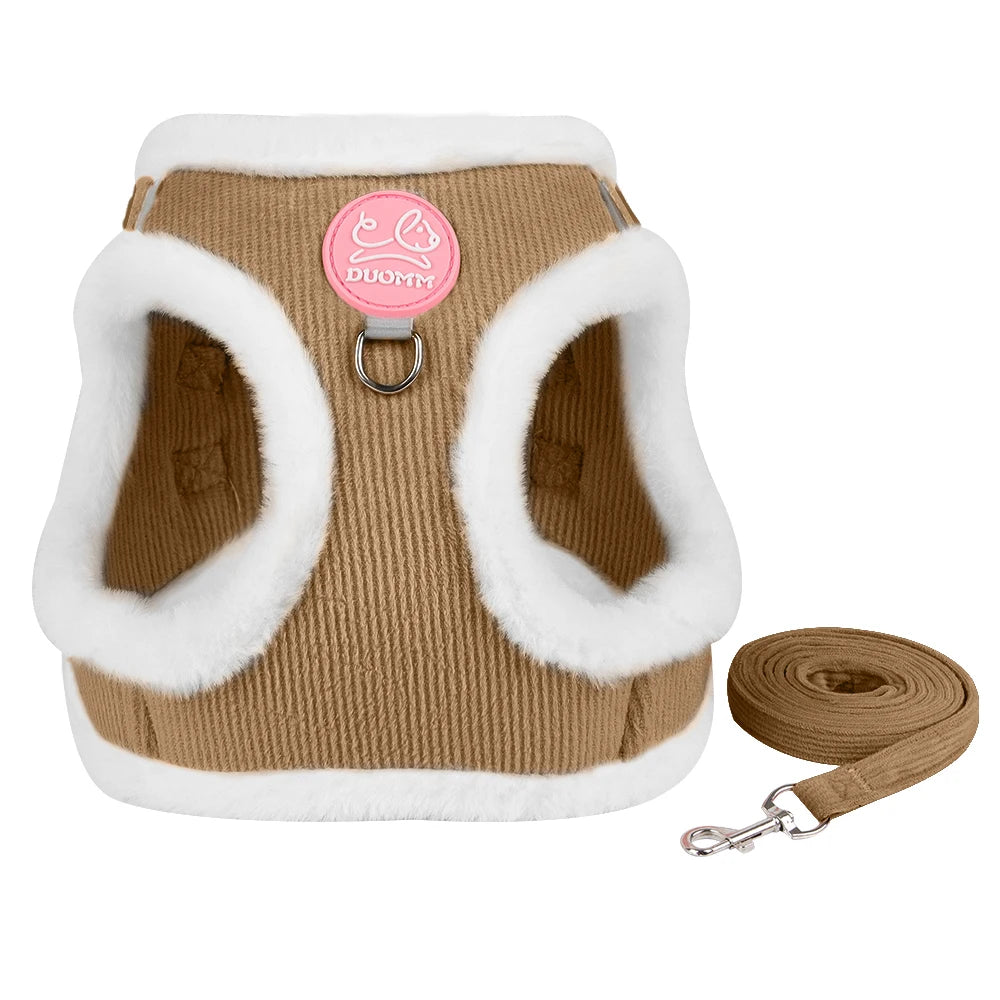 Autumn and Winter Warm Chihuahua Dog Harness with Fur