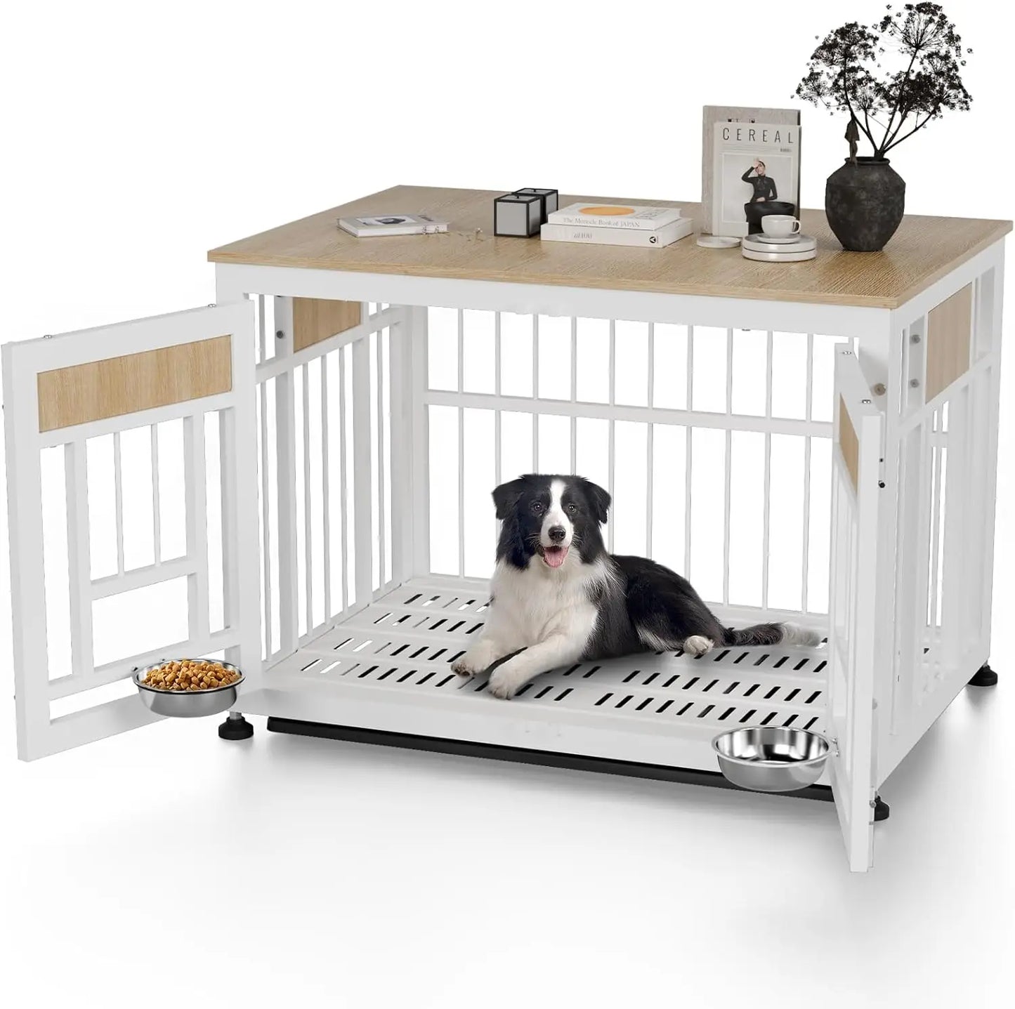 Heavy Duty Dog Crate End Table Decorative For Pets Modern