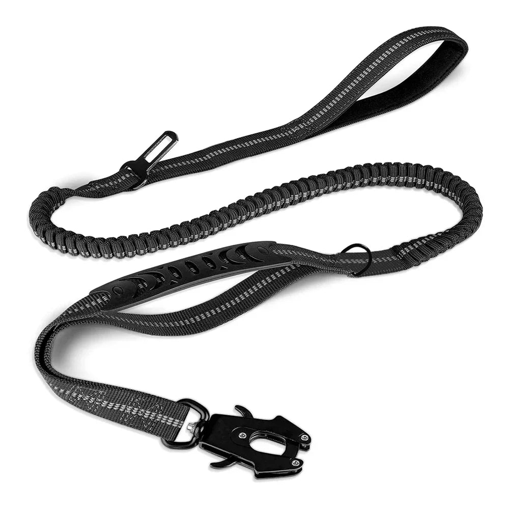 Reflective Shock Absorbing Dog Leash With Car Seatbelt