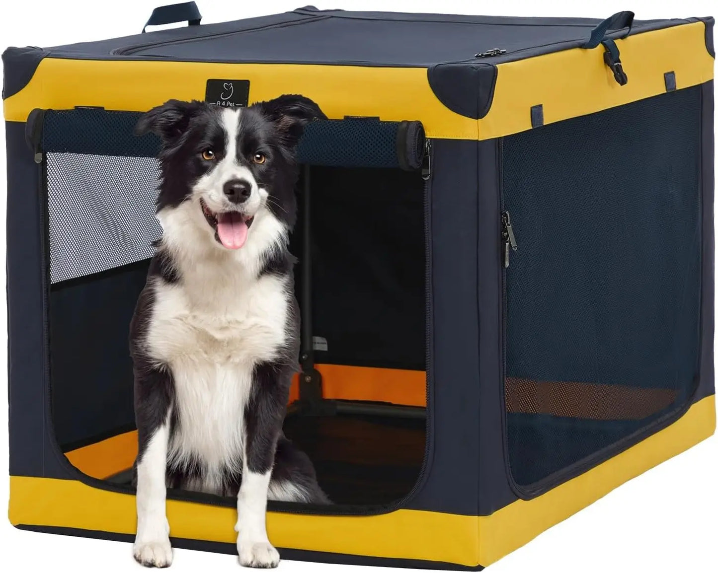 Durable Foldable Stainless Steel Dog Crate With Mesh