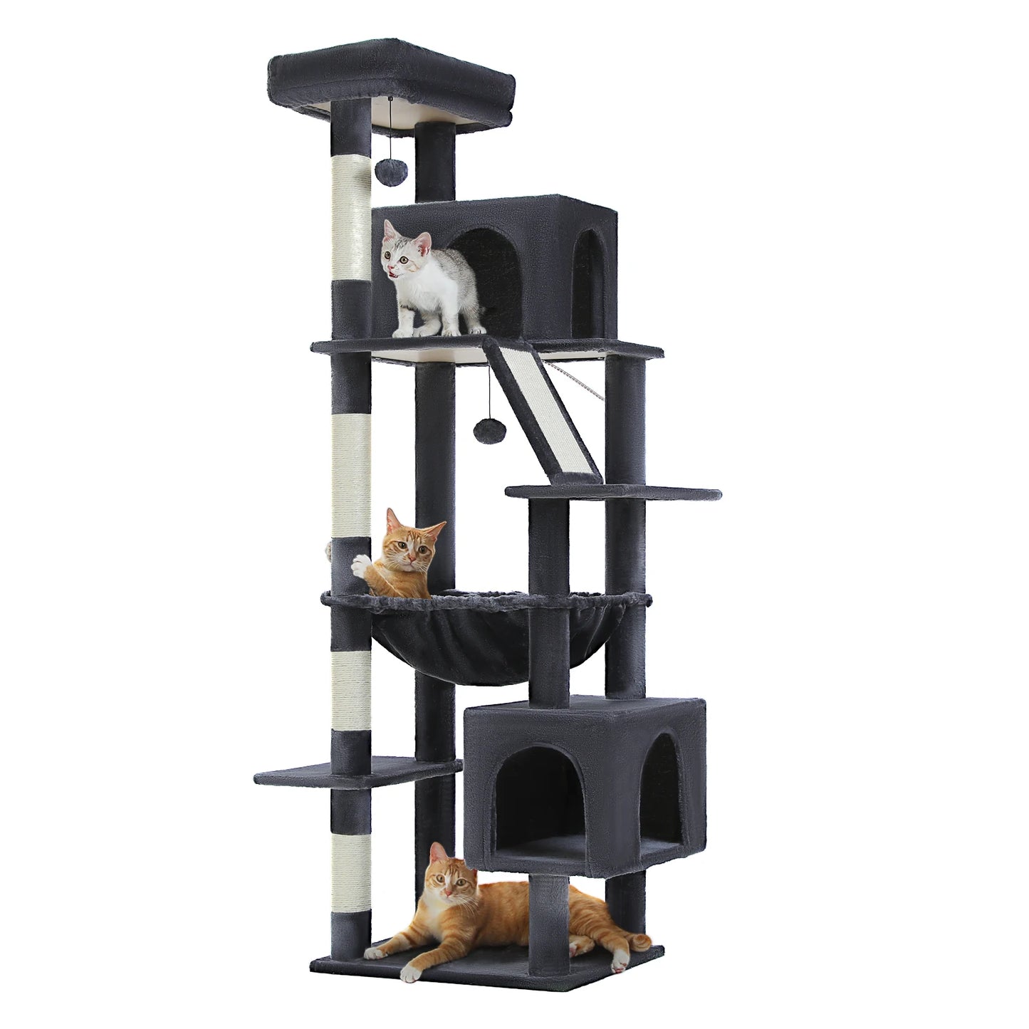 Cat Tree Tower With Hammock And Scratching Post Perch