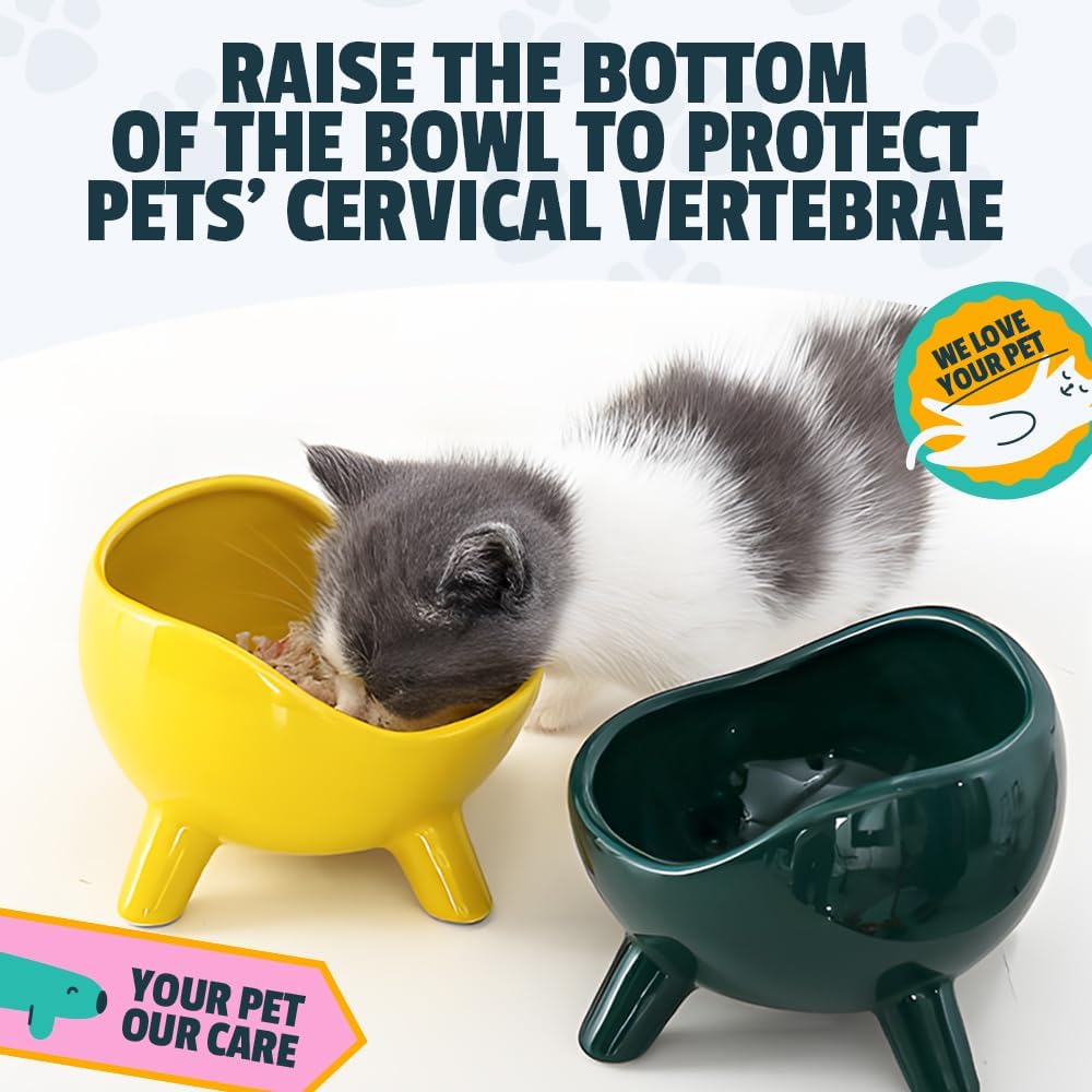 Sturdy Round Arc Ceramic Cat And Small Dog Food Bowl
