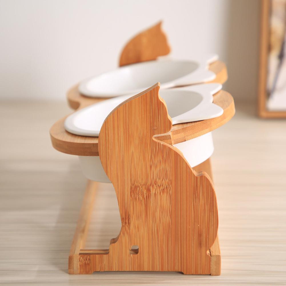 Ceramic Cat Food Bowl With Stand Durable Pet Feeding Station