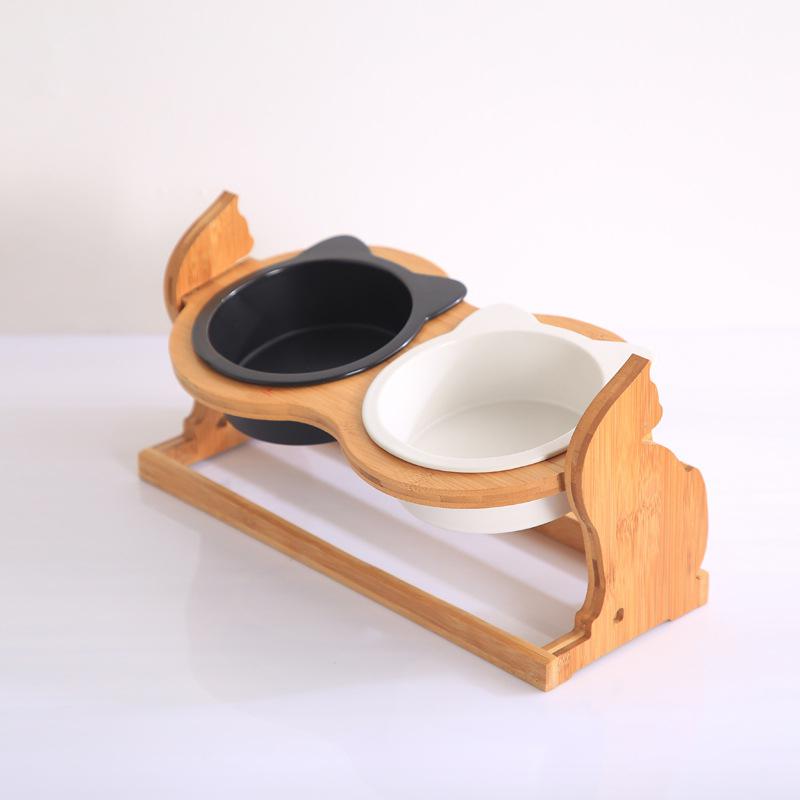 Ceramic Cat Food Bowl With Stand Durable Pet Feeding Station
