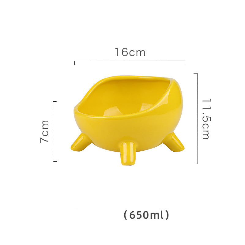 Sturdy Round Arc Ceramic Cat And Small Dog Food Bowl