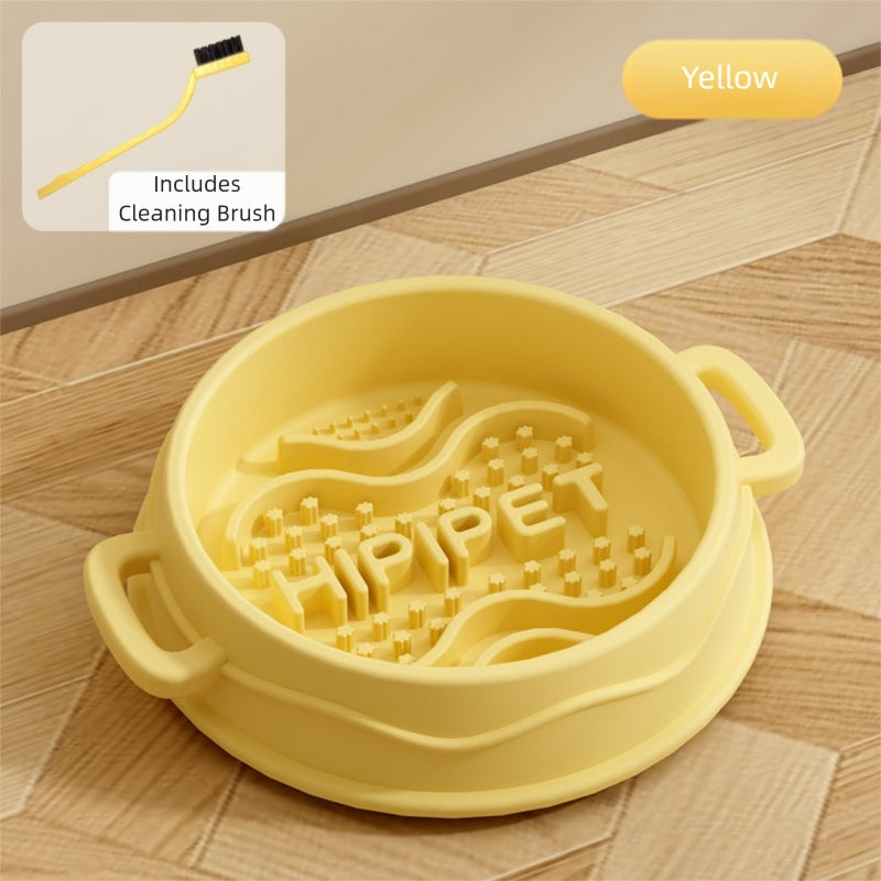 Silicone Slow Feeder Dog Bowl With Dual Handles Maze Design