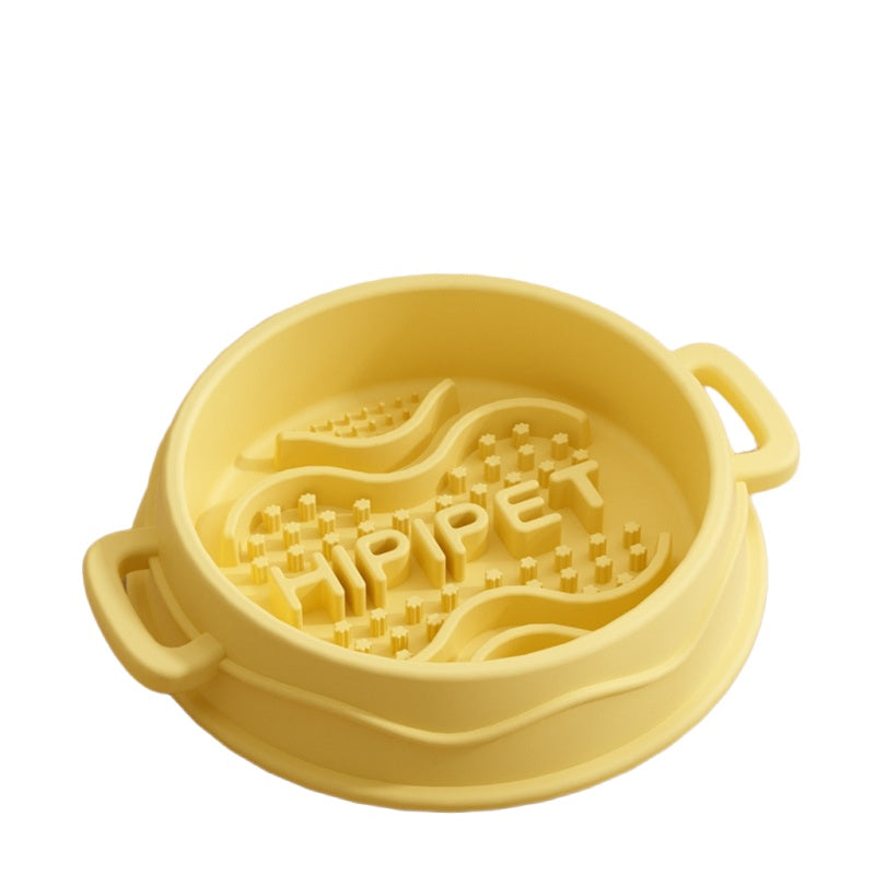 Silicone Slow Feeder Dog Bowl With Dual Handles Maze Design