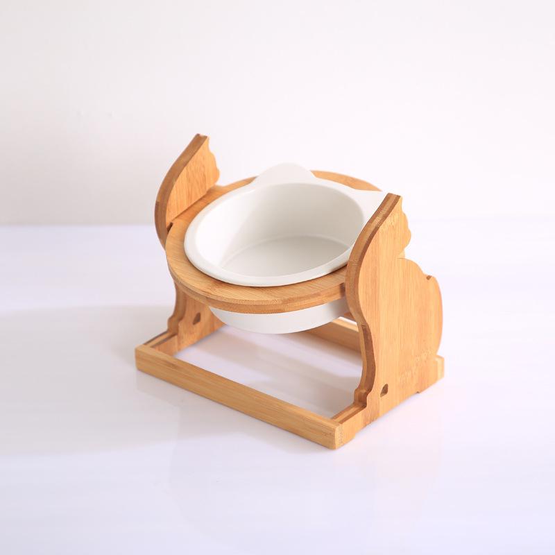 Ceramic Cat Food Bowl With Stand Durable Pet Feeding Station