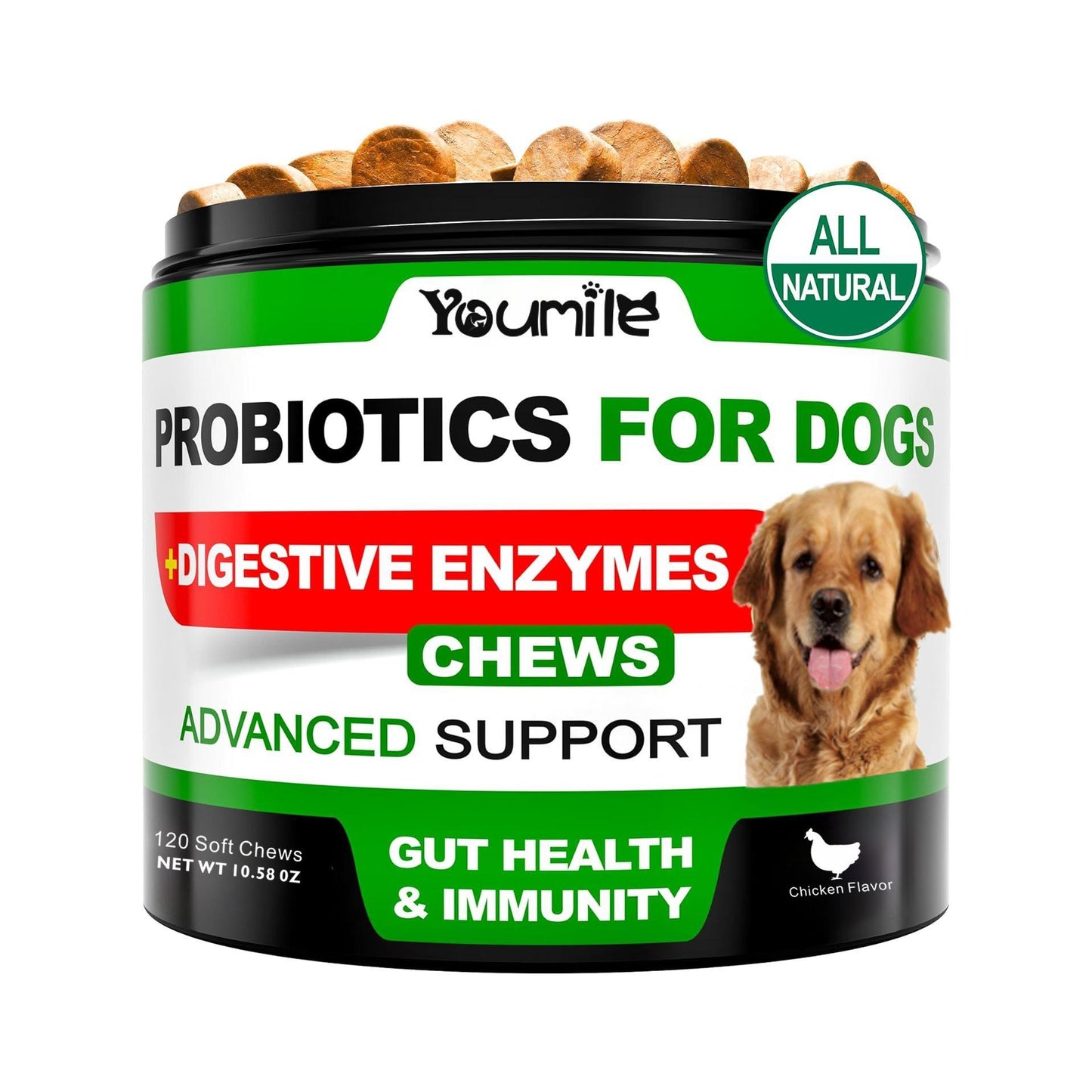 Youmile Probiotics for Dogs Soft Chews Seasonal Allergies Digestive Health