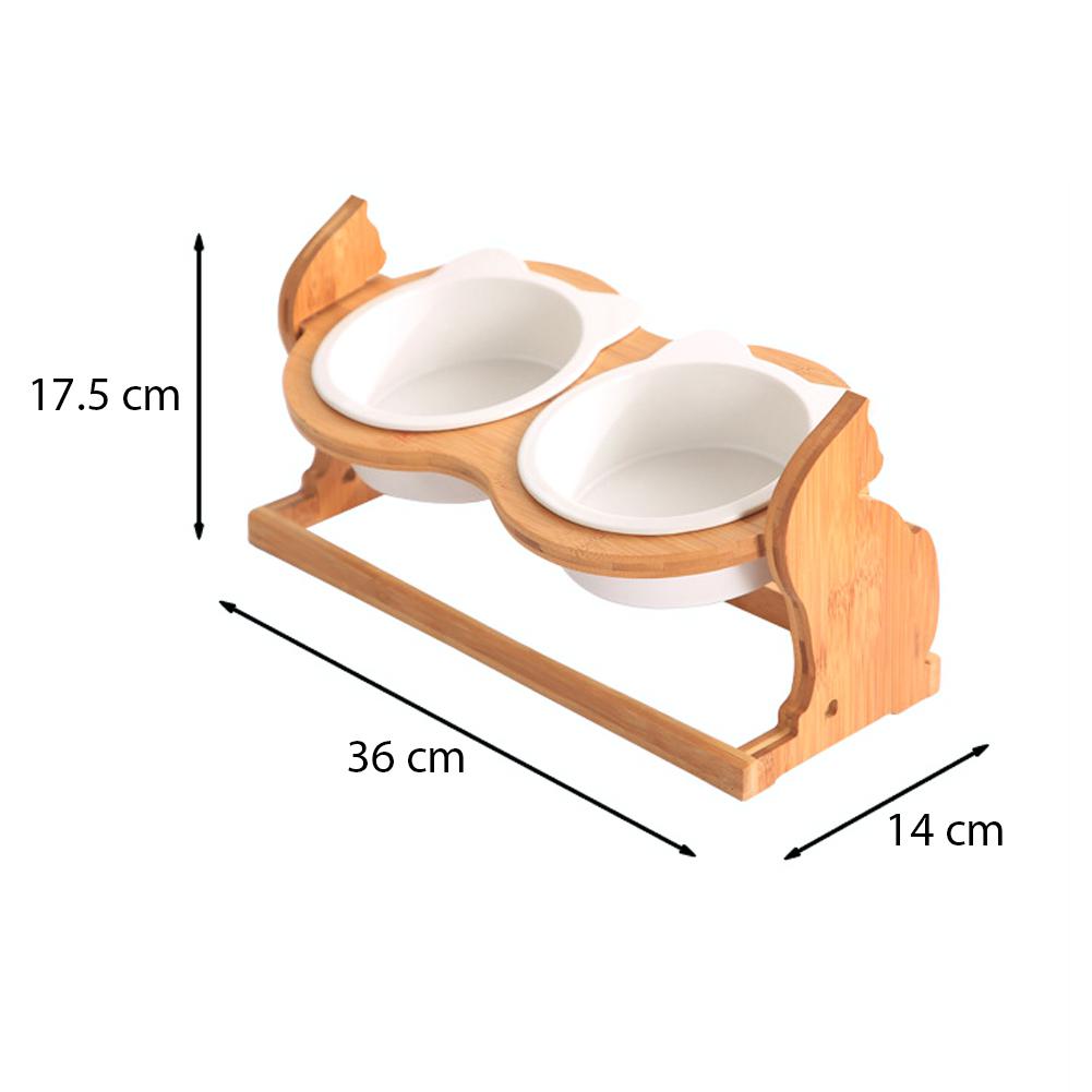 Ceramic Cat Food Bowl With Stand Durable Pet Feeding Station