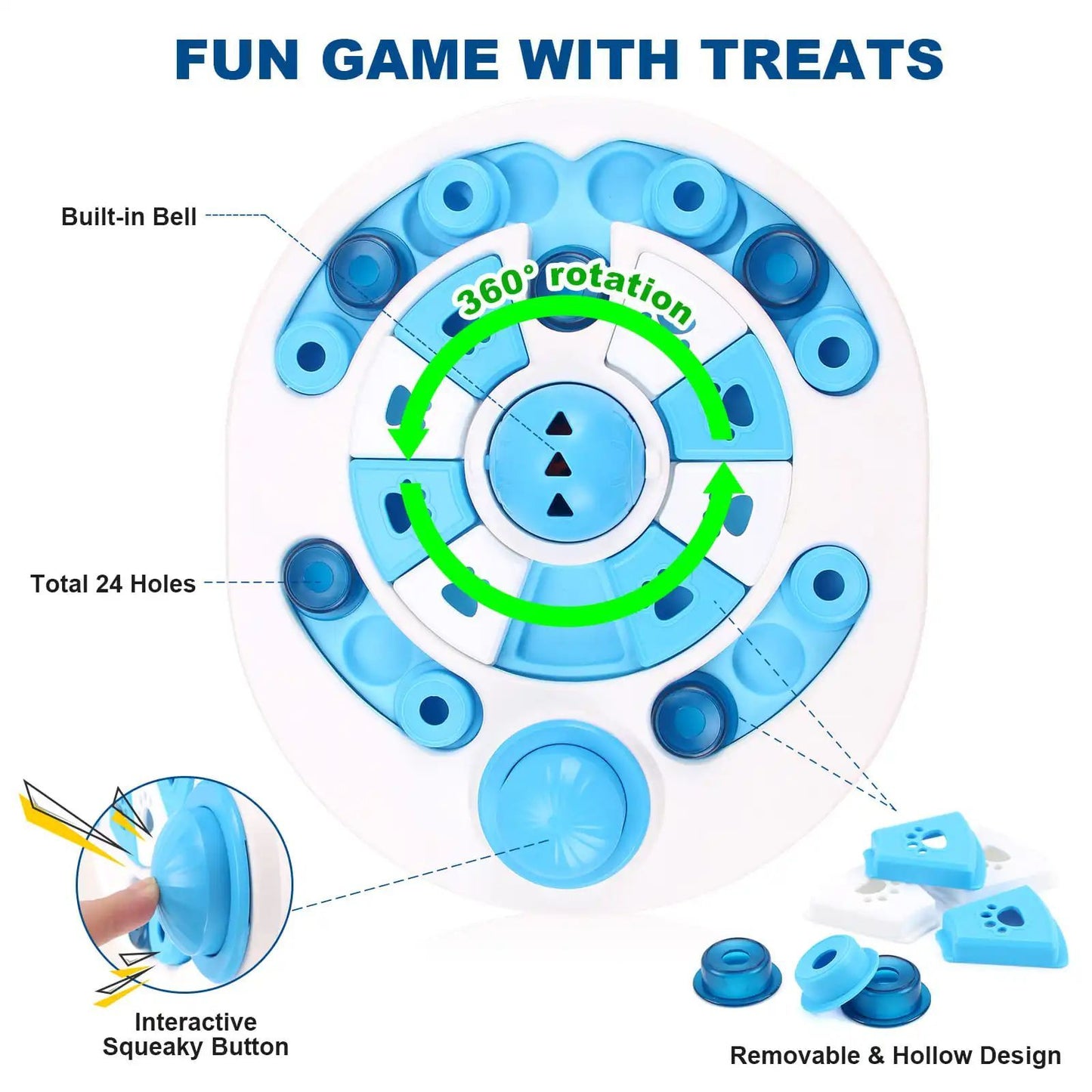 Interactive Dog Puzzle Toy With Bells And Hidden Food Locations