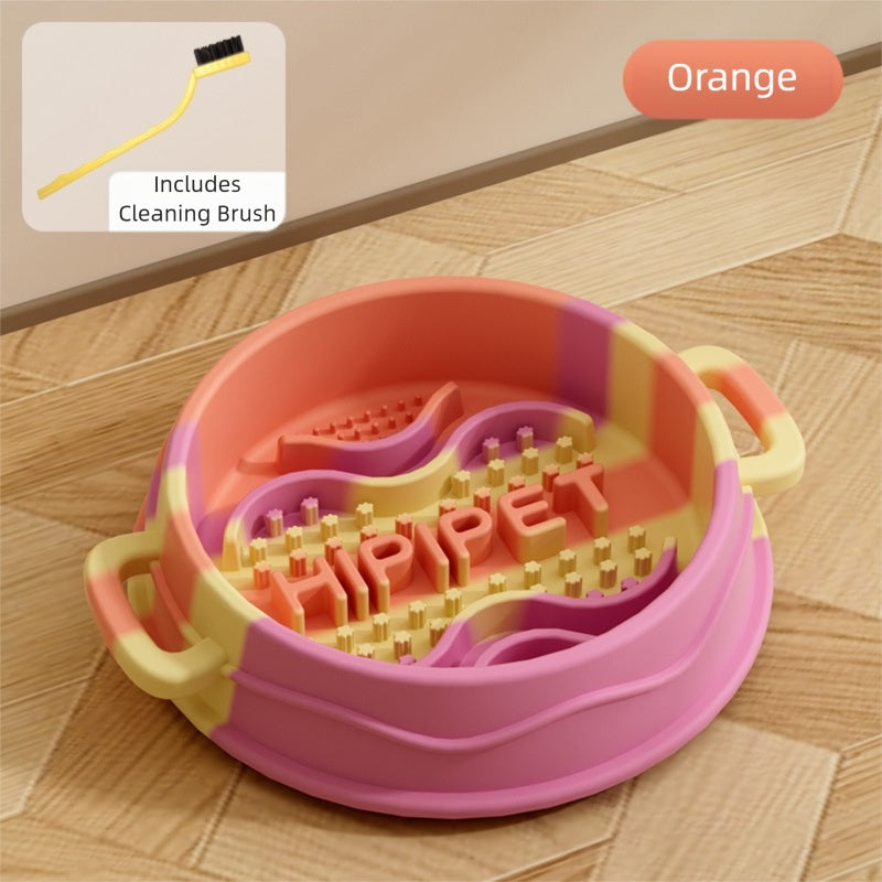 Silicone Slow Feeder Dog Bowl With Dual Handles Maze Design
