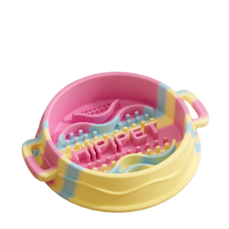 Silicone Slow Feeder Dog Bowl With Dual Handles Maze Design