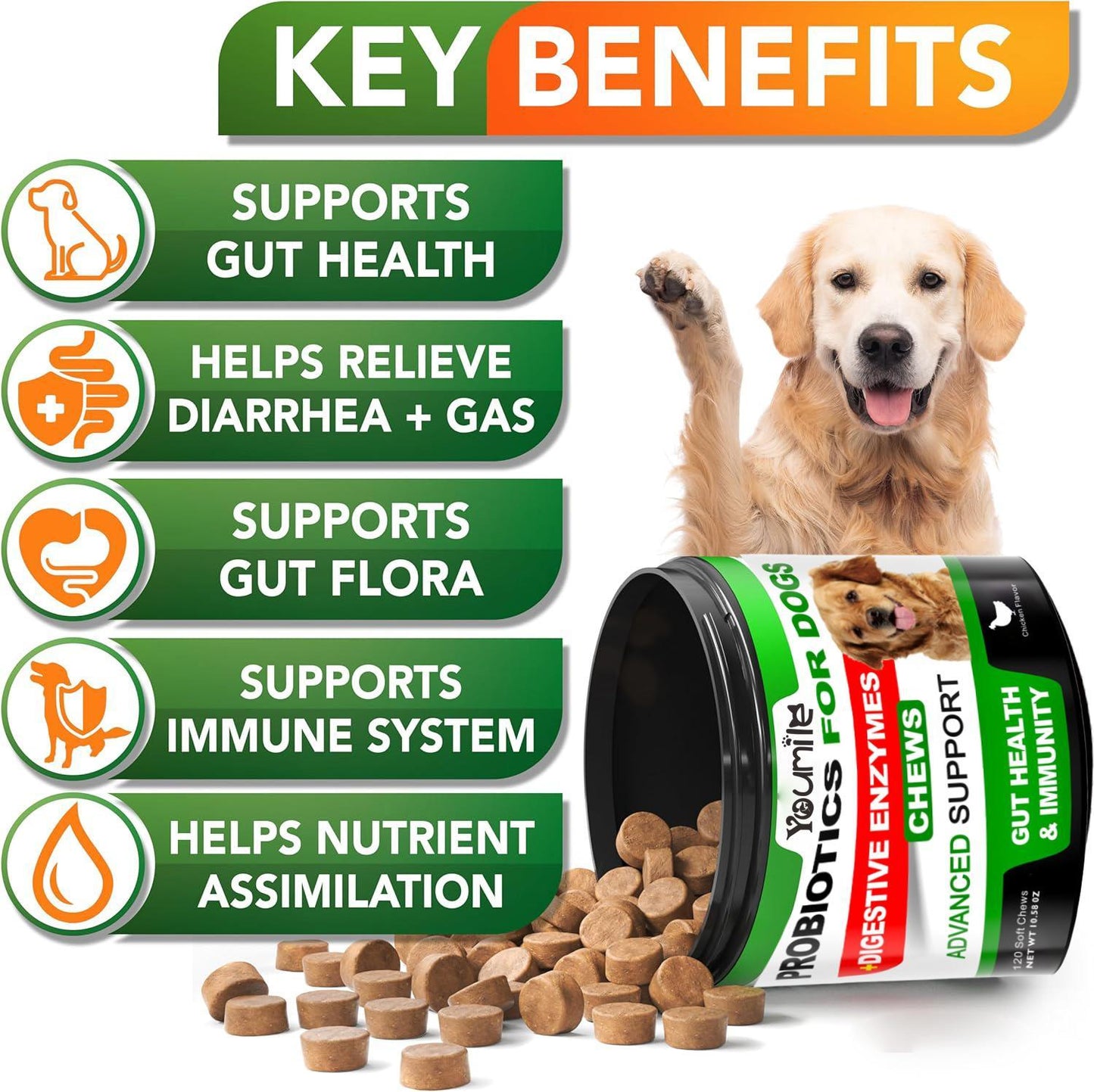 Youmile Probiotics for Dogs Soft Chews Seasonal Allergies Digestive Health