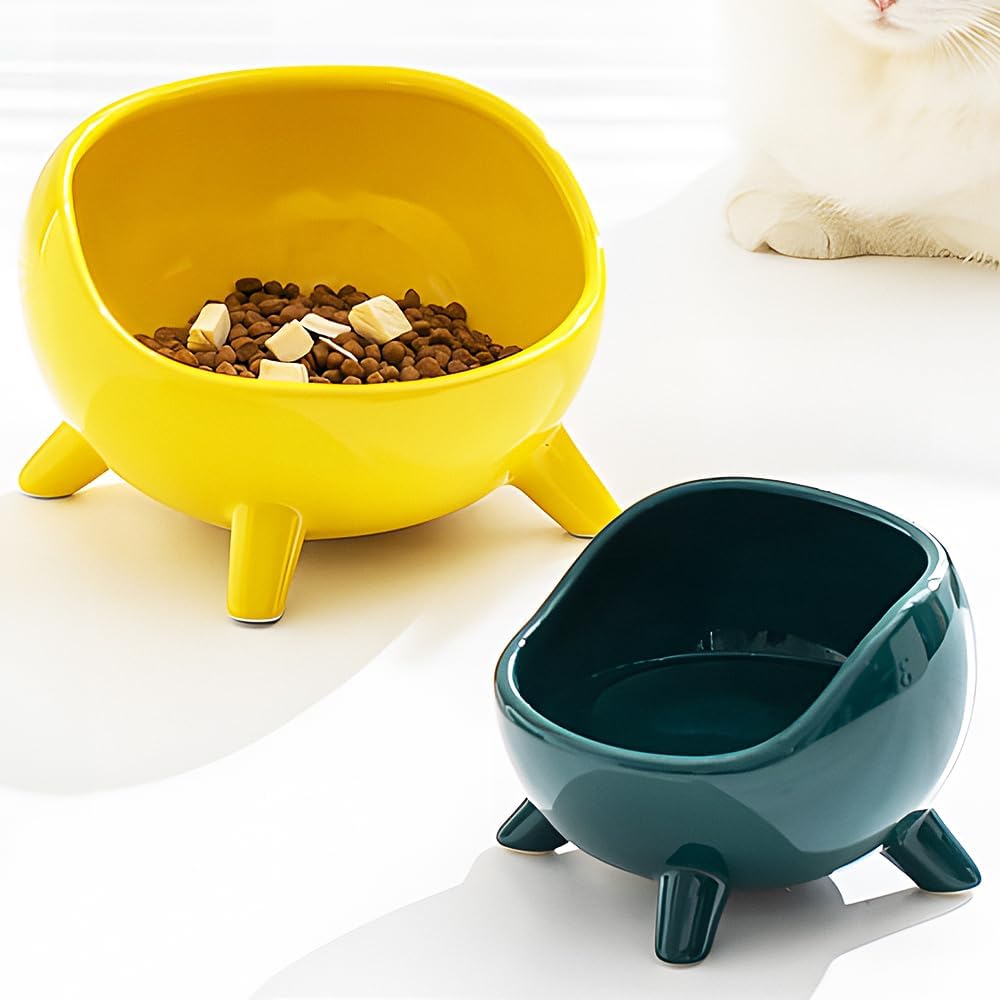 Sturdy Round Arc Ceramic Cat And Small Dog Food Bowl