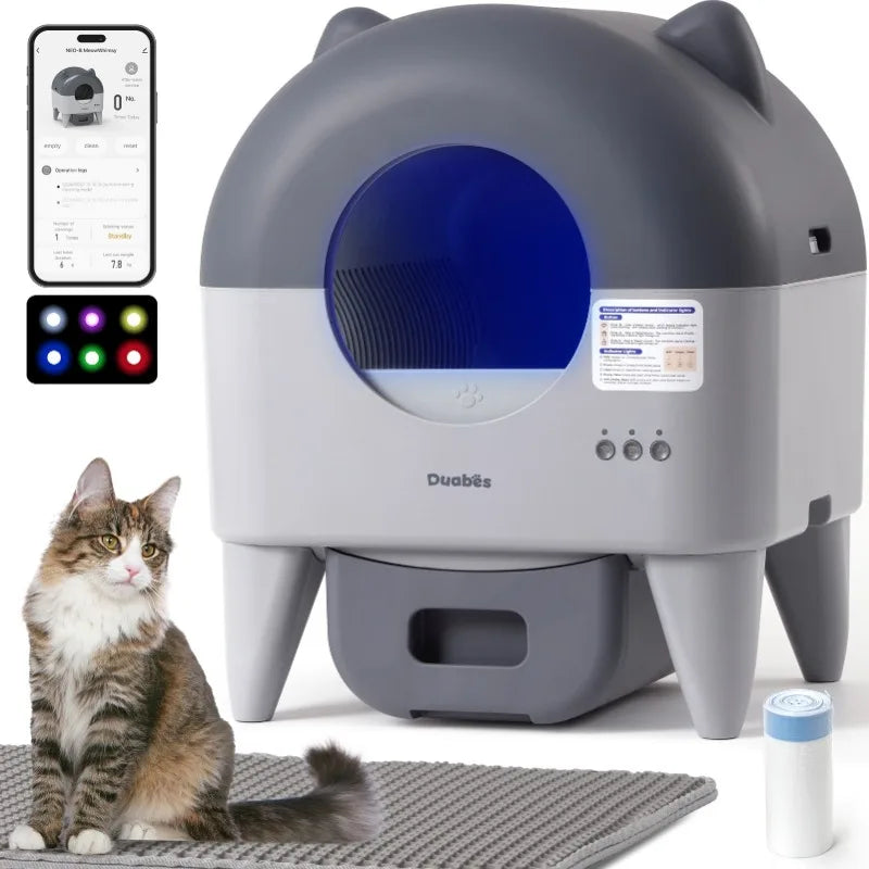 Automatic Self Cleaning Cat Litter Box With App Control Odor