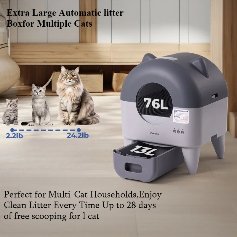 Automatic Self Cleaning Cat Litter Box With App Control Odor