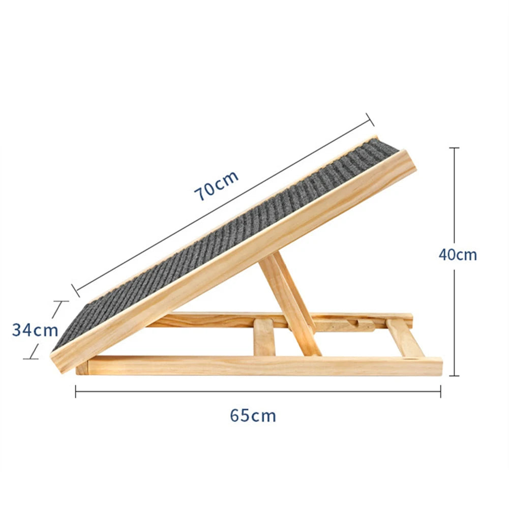 Pet Dog Ramp Ladder Natural Pine Wooden 