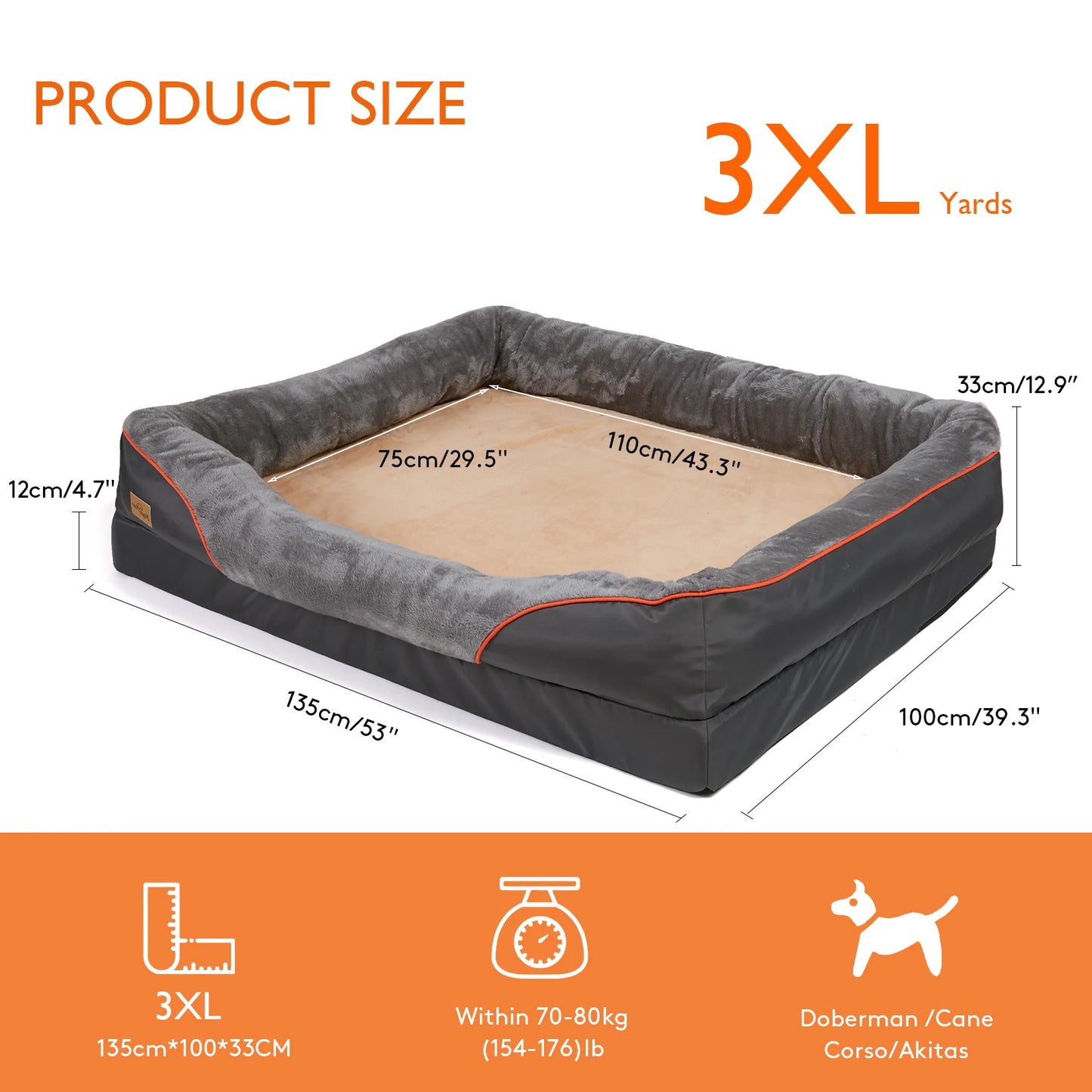 Large Dog Bed Soft Comfortable Anti Allergy Warm Fleece 