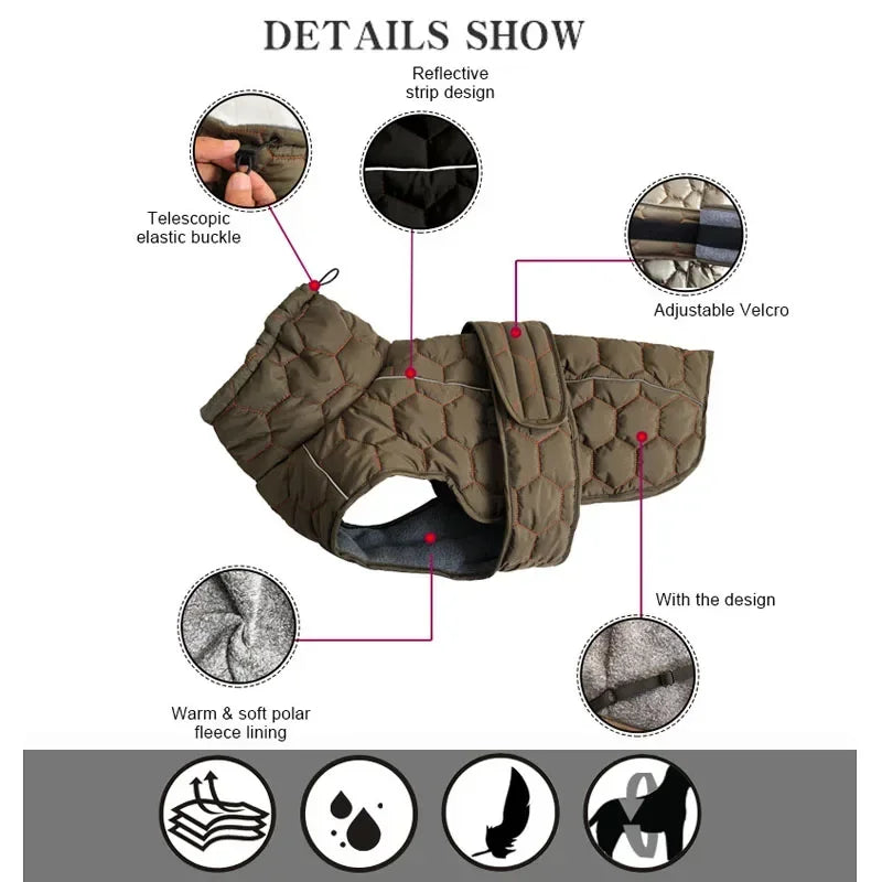 Winter Reflective Snowsuit Down Jacket For Active Dogs