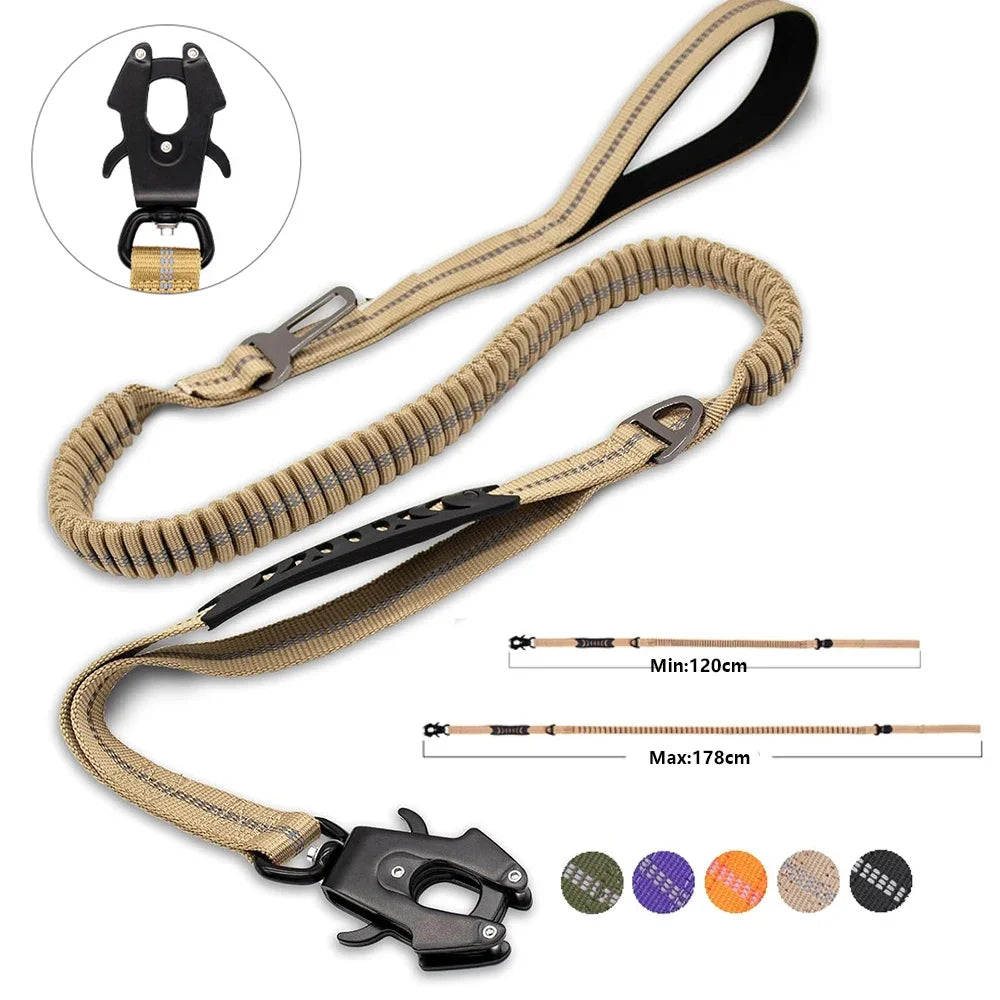 Reflective Shock Absorbing Dog Leash With Car Seatbelt