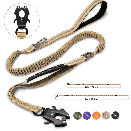 Reflective Shock Absorbing Dog Leash With Car Seatbelt