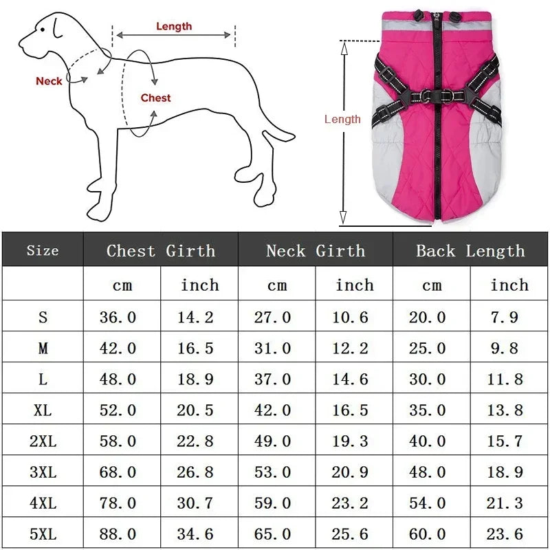 Waterproof Dog Jacket With Harness For Winter Warmth