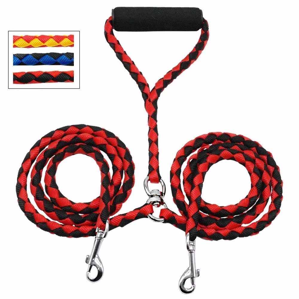 Double Leash For Dogs With 360 Degree Rotation And Safety