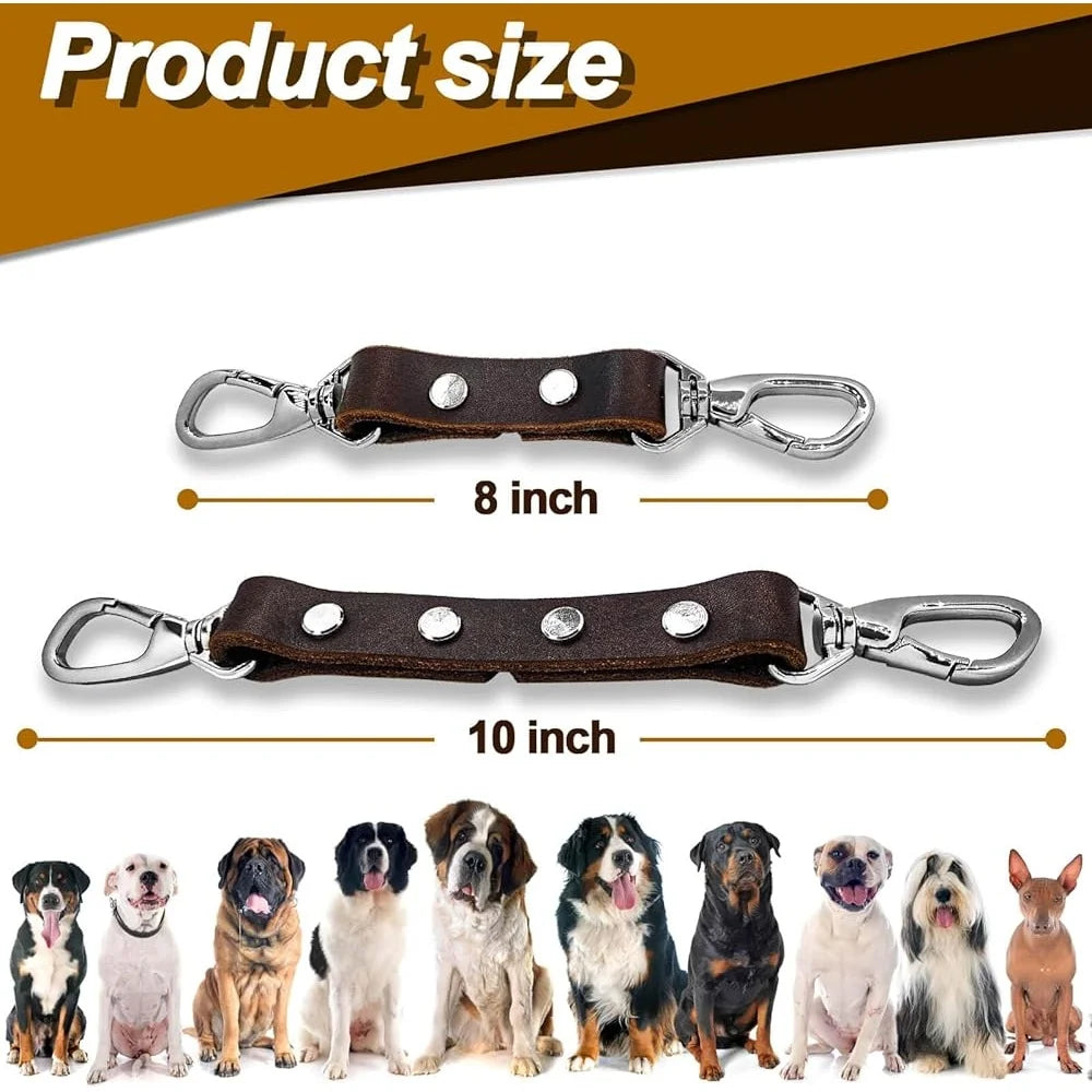 Durable Dog Collar Safety Strap Harness Clip Escape Proof Handmade Leather Connector for All Breeds