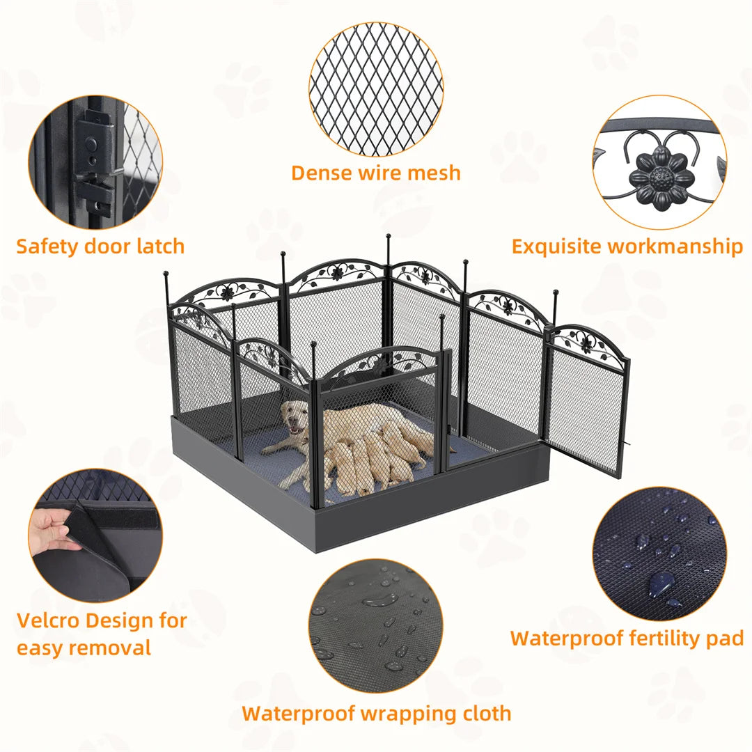 Heavy Duty Dog Playpen With Waterproof Pad For Whelping