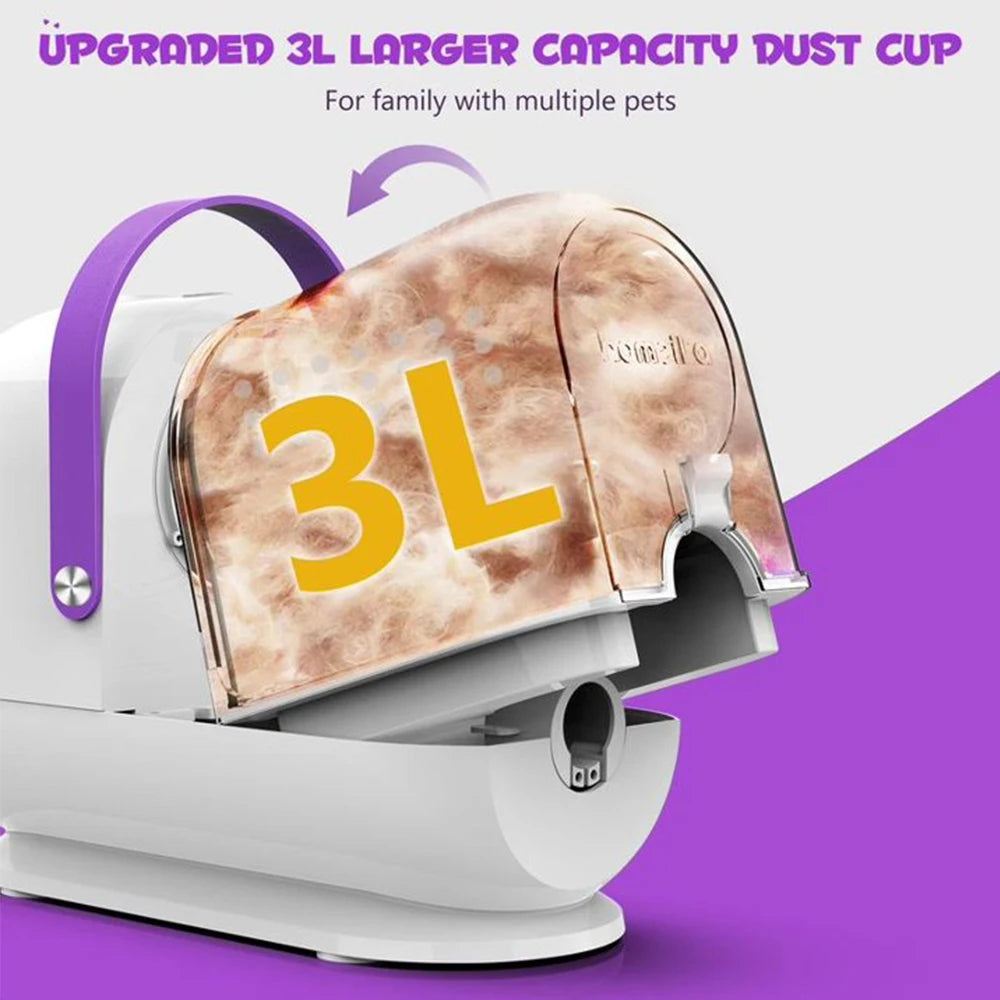 Homeika Dog Grooming Kit 3L Dog Hair Vacuum 99 Percent Pet Hair Suction Power Silent Pet Vacuum Groomer Dog Cat Hair Removal Brush