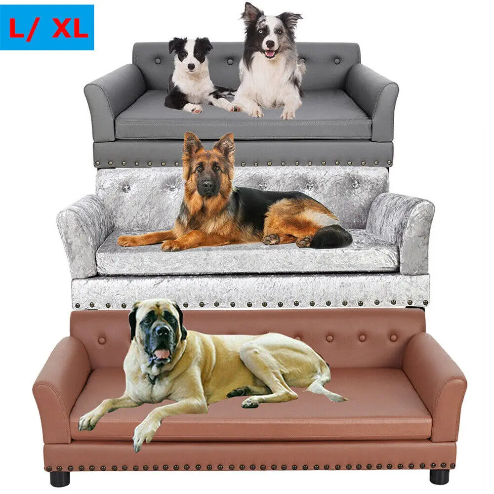 Heavy Duty Pet Sofa Large Raised Dog Bed Cushioned Soft Pet Cat Bed Puppy Couch Lounge Bed