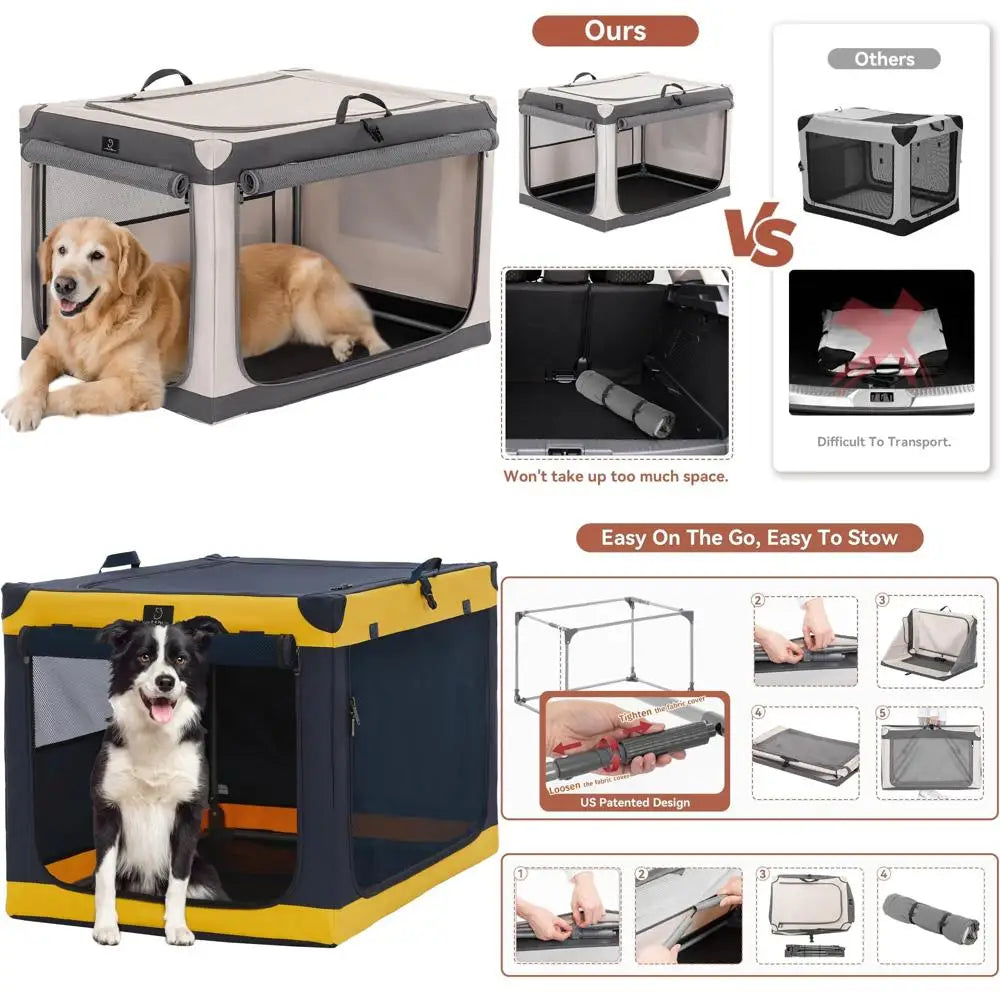 Durable Foldable Stainless Steel Dog Crate With Mesh