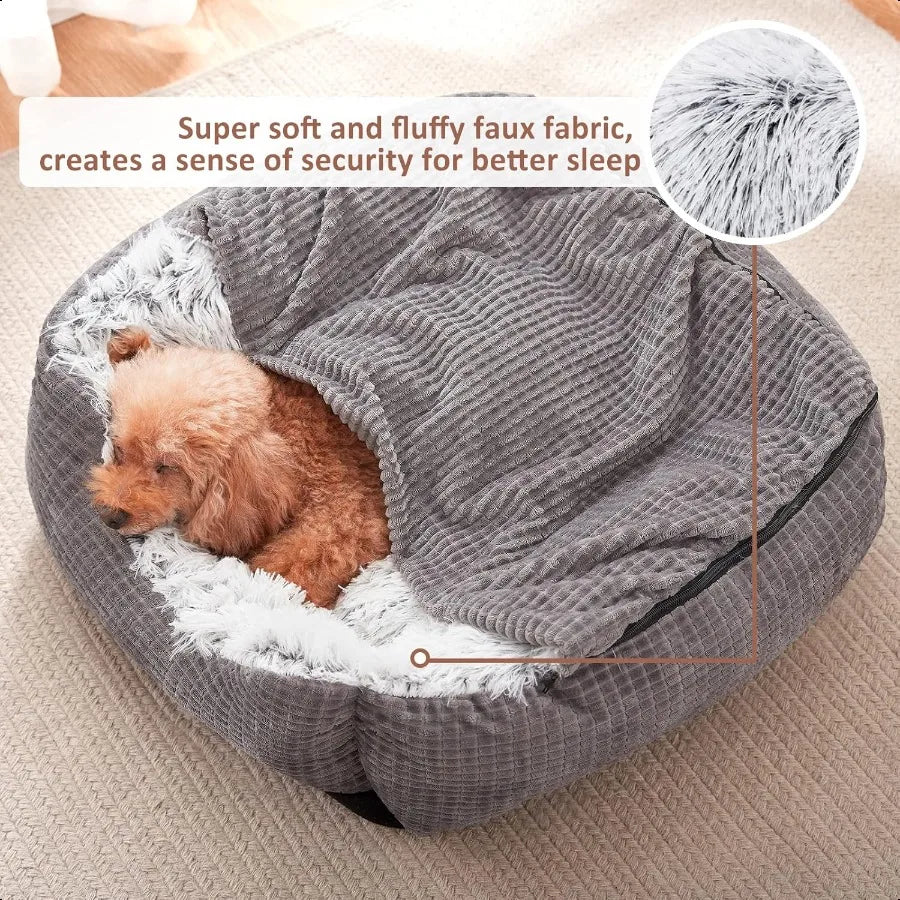 Cozy Rec Cave Hooded Dog Bed For Small Pets Indoors