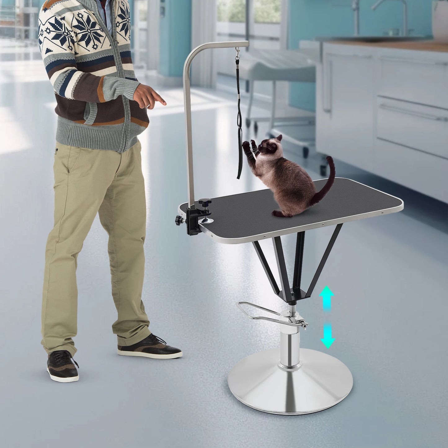 Hydraulic Pet Grooming Table with 360 Degree Swivel Top