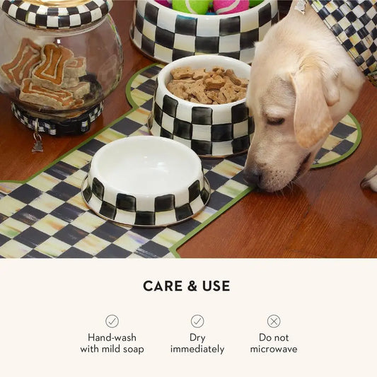 Pet Bowl, Cute Cat and Dog Bowl for Food and Water, BlackandWhite Courtly Check, Small