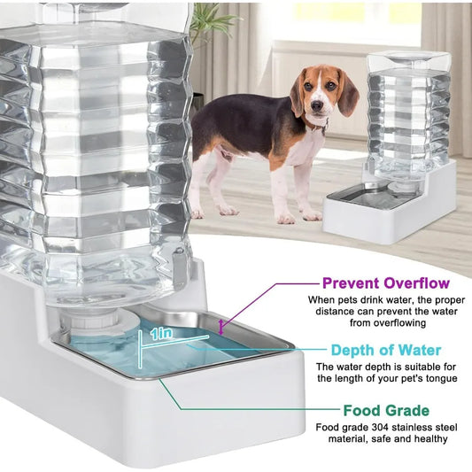Automatic Pet Water Dispenser Gravity Fed Stainless Bowl