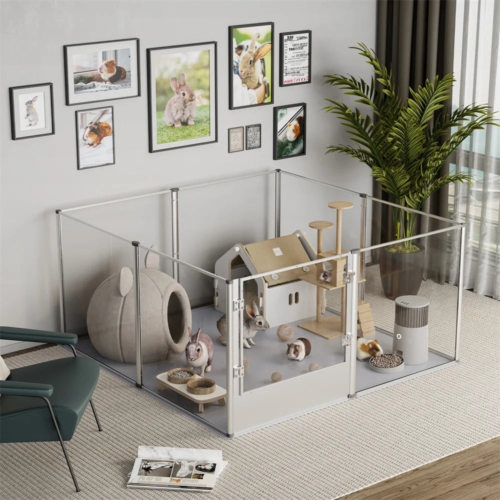 Acrylic Dog Playpen Enclosure With Waterproof Pad Mat