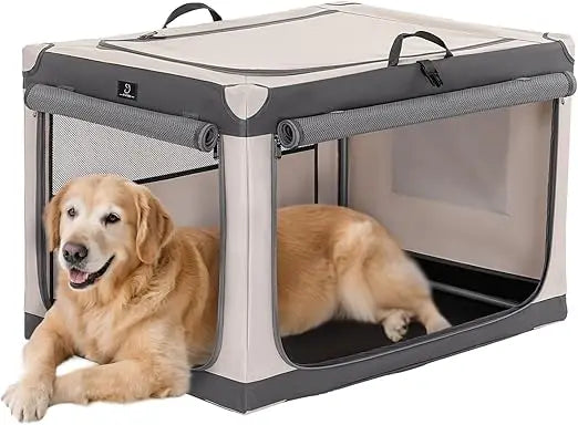 Durable Foldable Stainless Steel Dog Crate With Mesh