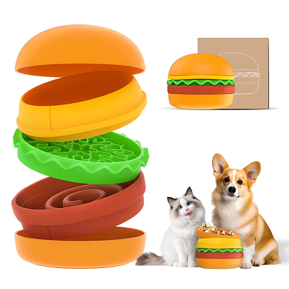 Five in One Burger Pet Bowls Set With Tilted Bowls