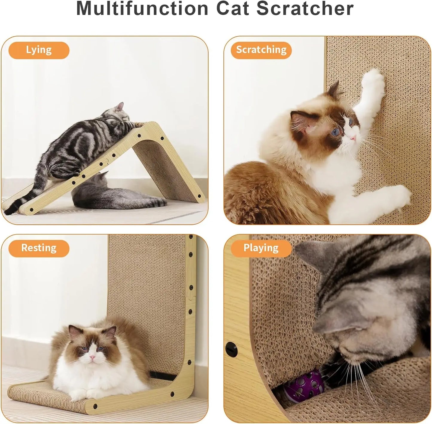 L Shape Cat Scratcher Cardboard Pad for Indoor Cats