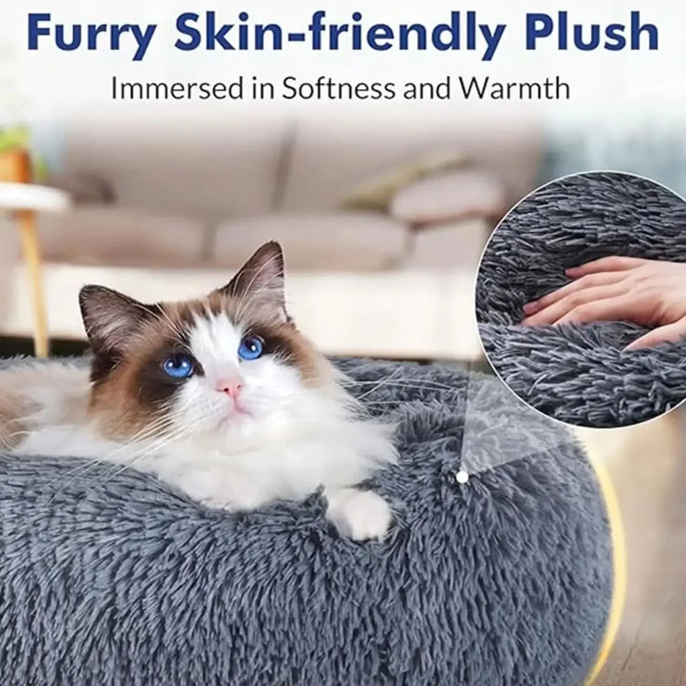 Luxurious Round Pet Bed For Dogs And Cats Plush Comfort